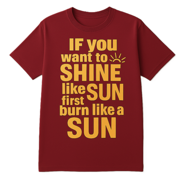 Round Neck Printed T-shirt (Meroon)